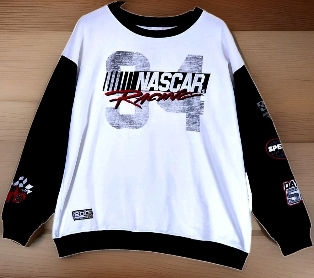 NASCAR 94 Racing Daytona 500 Freeze NY Speedway Sweatshirt White Black XL NWT